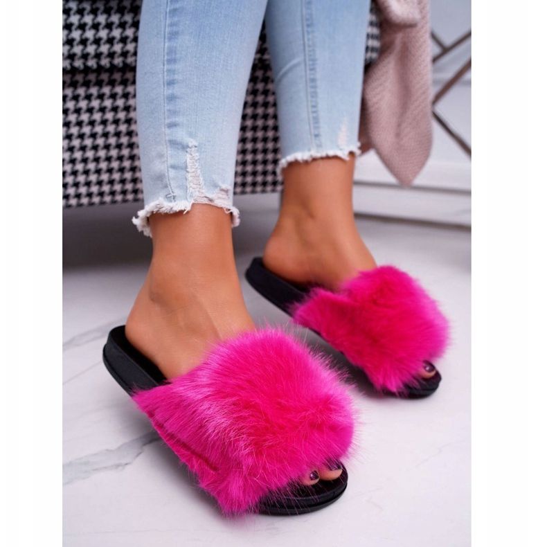 PS1 Pantuflas de Mujer con Piel NiceFur Fucsia rosado 1