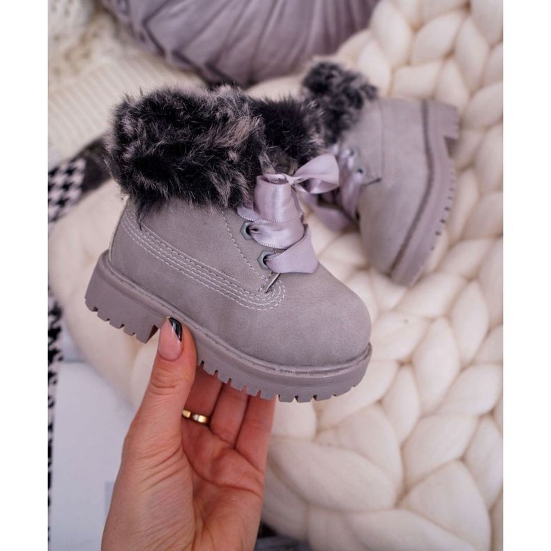 FRROCK Botas Infantiles Calentadas Con Piel Trappers Tesoro Gris 1