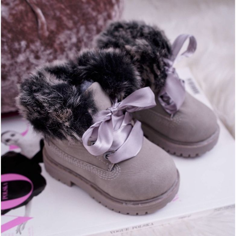 FRROCK Botas Infantiles Calentadas Con Piel Trappers Tesoro Gris 2