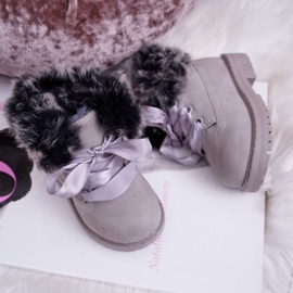 FRROCK Botas Infantiles Calentadas Con Piel Trappers Tesoro Gris 3