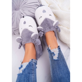 BUGO Pantuflas de Mujer con Piel y Reno Reno Gris 4