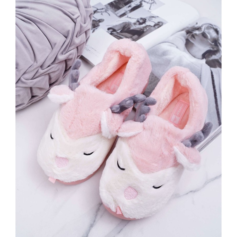 BUGO Pantuflas de Mujer con Piel, Reno, Reno Rosas rosado 1 BUGO Pantuflas de Mujer con Piel, Reno, Reno Rosas rosado 1