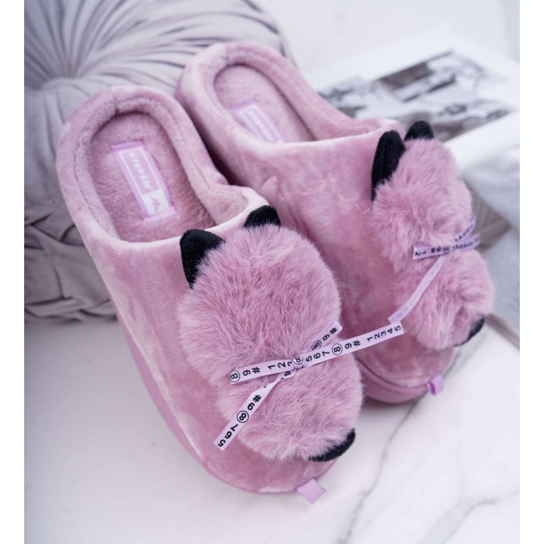 BUGO Pantuflas de Mujer con Piel Gatito Gatito Rosa rosado 1