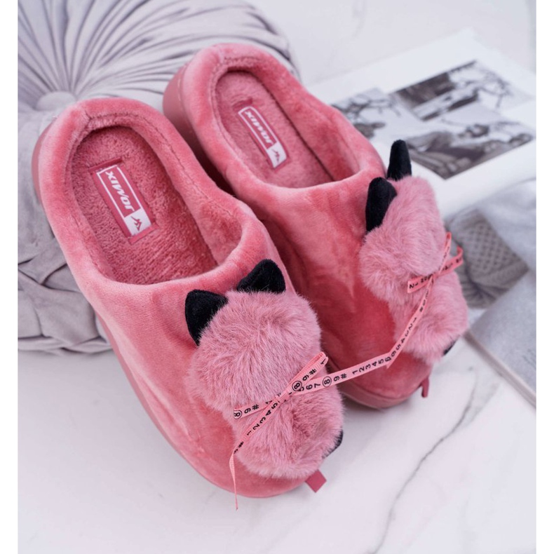 BUGO Pantuflas de Mujer con Piel Gatito Gatito Rojo 1