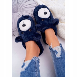 BUGO Pantuflas de Mujer con Piel de Osito de Peluche azul marino 4