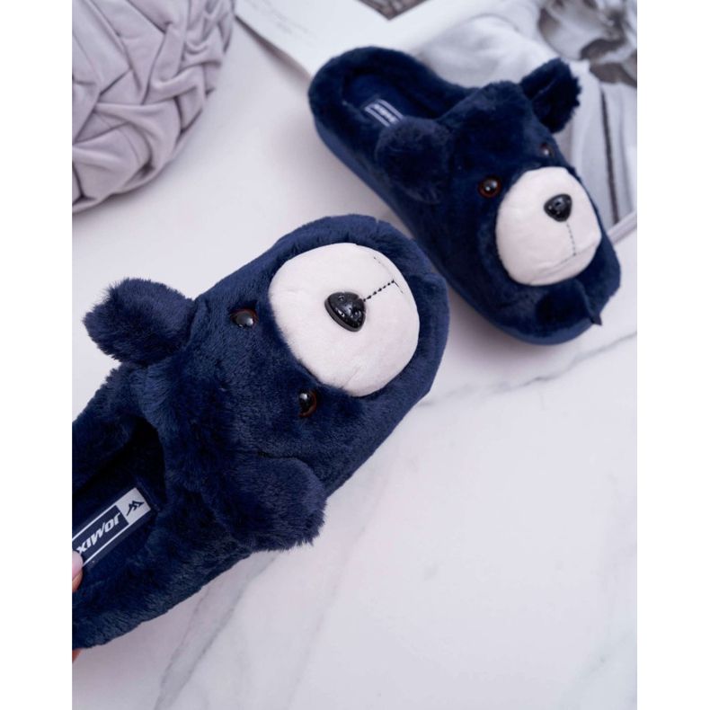 BUGO Pantuflas de Mujer con Piel de Osito de Peluche azul marino 2