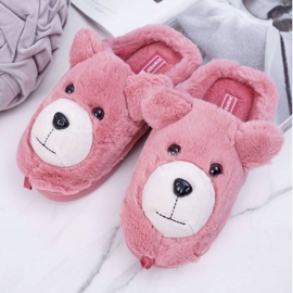 Pantuflas de Mujer con Piel de Oso Rojo 1