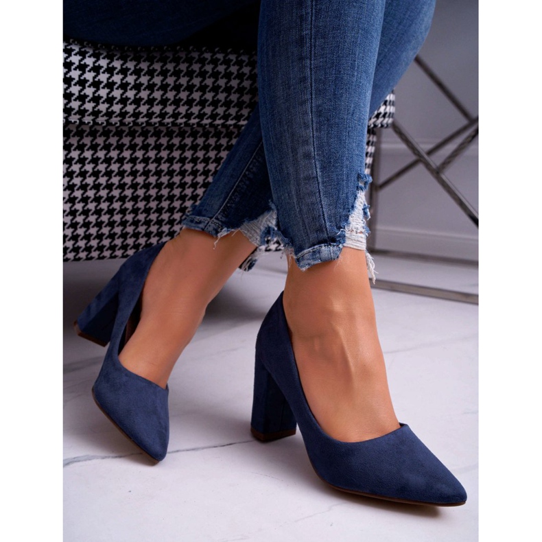 SEA Zapatos De Salón Con Tacón De Mujer Ante Azul Marino Florena 2