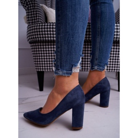 SEA Zapatos De Salón Con Tacón De Mujer Ante Azul Marino Florena 3