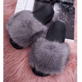Pantuflas de Mujer con Piel Gris y Negra negro 5
