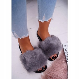 Pantuflas de Mujer con Piel Gris y Negra negro 4