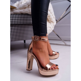 FRID Sandalias de mujer con tacón alto, plataforma Rose Gold Huran rosa amarillo 1