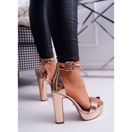 FRID Sandalias de mujer con tacón alto, plataforma Rose Gold Huran rosado amarillo 2