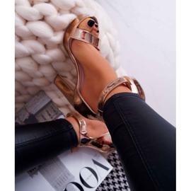 FRID Sandalias de mujer con tacón alto, plataforma Rose Gold Huran rosado amarillo 3