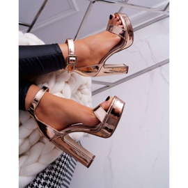 FRID Sandalias de mujer con tacón alto, plataforma Rose Gold Huran rosado amarillo 4