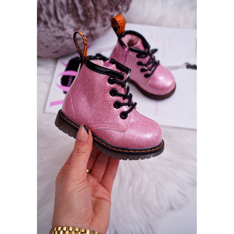 FRROCK Botas cálidas para niños con cremallera, Lacado Glitter Pink Mistor rosa 2