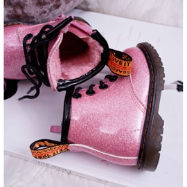FRROCK Botas cálidas para niños con cremallera, Lacado Glitter Pink Mistor rosado 4