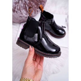 FRROCK Botas Infantiles Cálidas con Cremallera Lacado Gustro Negro 5