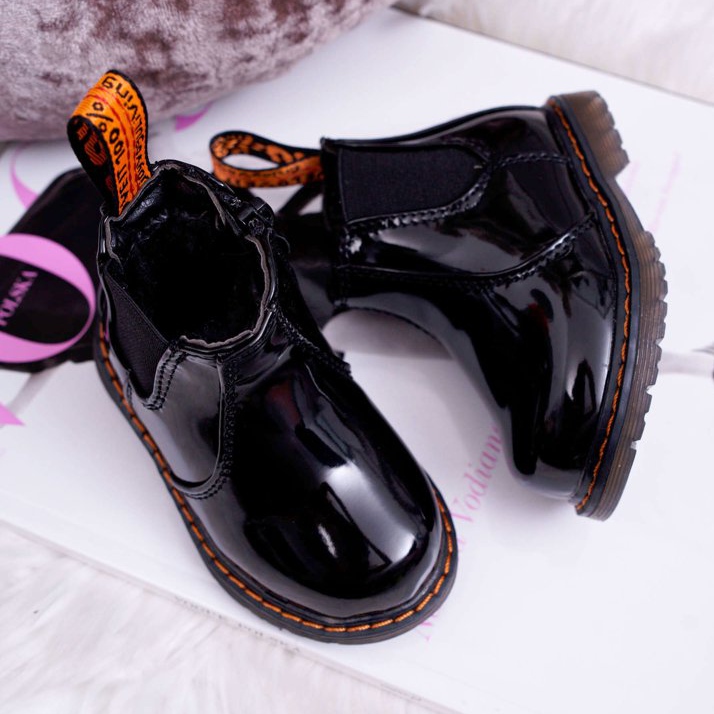 FRROCK Botas Infantiles Cálidas con Cremallera Lacado Gustro Negro 2