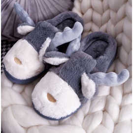 FRID Pantuflas De Mujer Con Piel Y Reno Gris Deff 1 FRID Pantuflas De Mujer Con Piel Y Reno Gris Deff 1