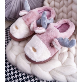 FRID Pantuflas De Mujer Con Piel Y Reno Rosa Deff rosado 1