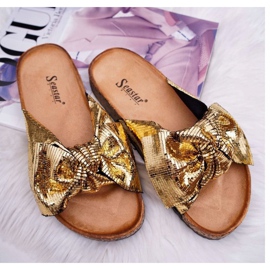 Pantuflas de Mujer con Lazo Golden Metalics dorado 4