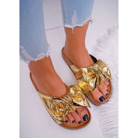 Pantuflas de Mujer con Lazo Golden Metalics dorado 3
