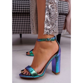 SEA Sandalias de mujer con tacón alto verde iridiscente Bipper multicolor 1 SEA Sandalias de mujer con tacón alto verde iridiscente Bipper multicolor 1