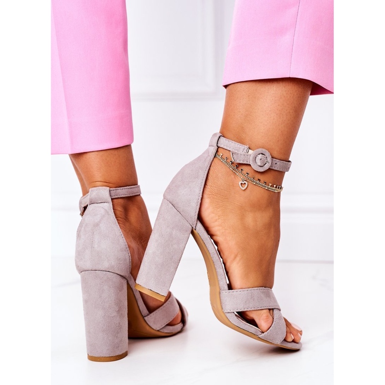 PS1 Sandalias De Mujer Con Tacón Ante Gris Telmen 1