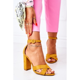 PS1 Sandalias De Mujer Con Tacón Ante Amarillo Telmen 2 PS1 Sandalias De Mujer Con Tacón Ante Amarillo Telmen 2
