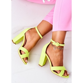 PS1 Sandalias De Mujer En Tacón Ante Amarillo Fluo Telmen 1