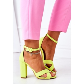 PS1 Sandalias De Mujer En Tacón Ante Amarillo Fluo Telmen 3