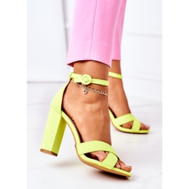 PS1 Sandalias De Mujer En Tacón Ante Amarillo Fluo Telmen 4