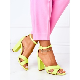PS1 Sandalias De Mujer En Tacón Ante Amarillo Fluo Telmen 5