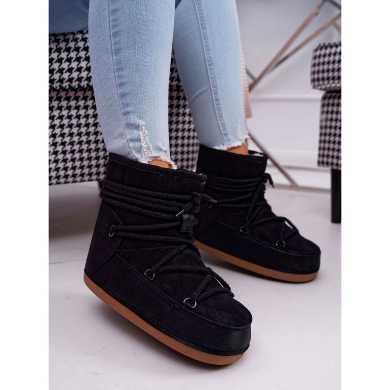 HAN Botas de nieve para mujer con piel Negro Veme 1