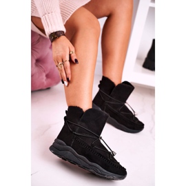 HAN Botas de nieve deportivas para mujer con piel Negro Synte 3