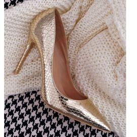 Tacones altos de mujer Lu Boo Snake Skin Gold BC-791 dorado 2