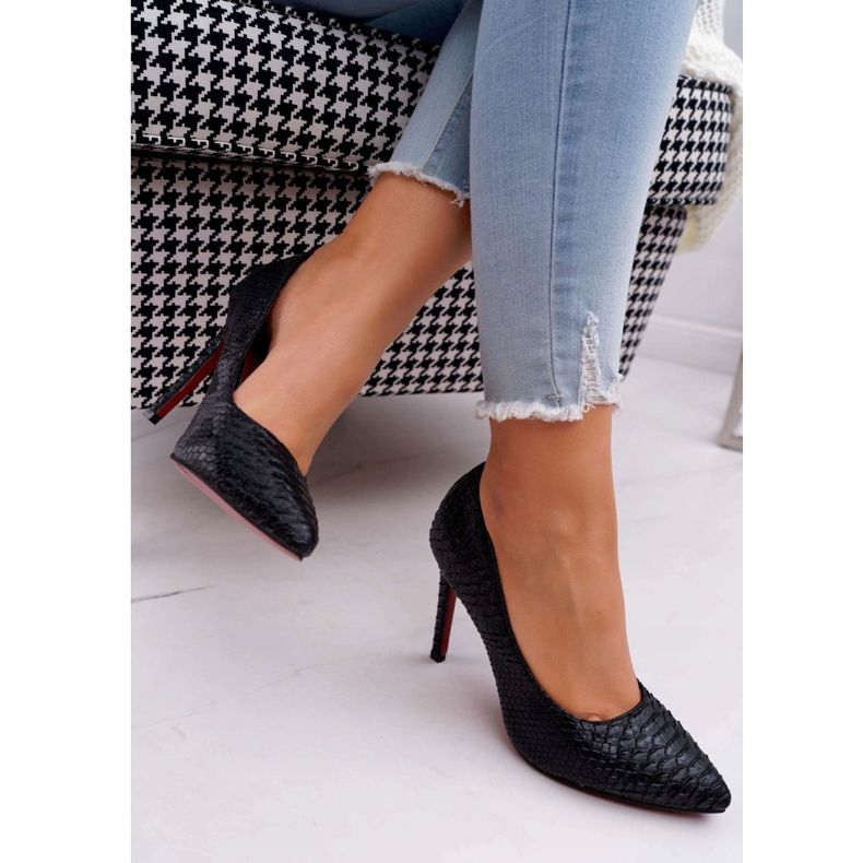 Tacones de aguja negros de piel de serpiente Lu Boo SnakeDream 2