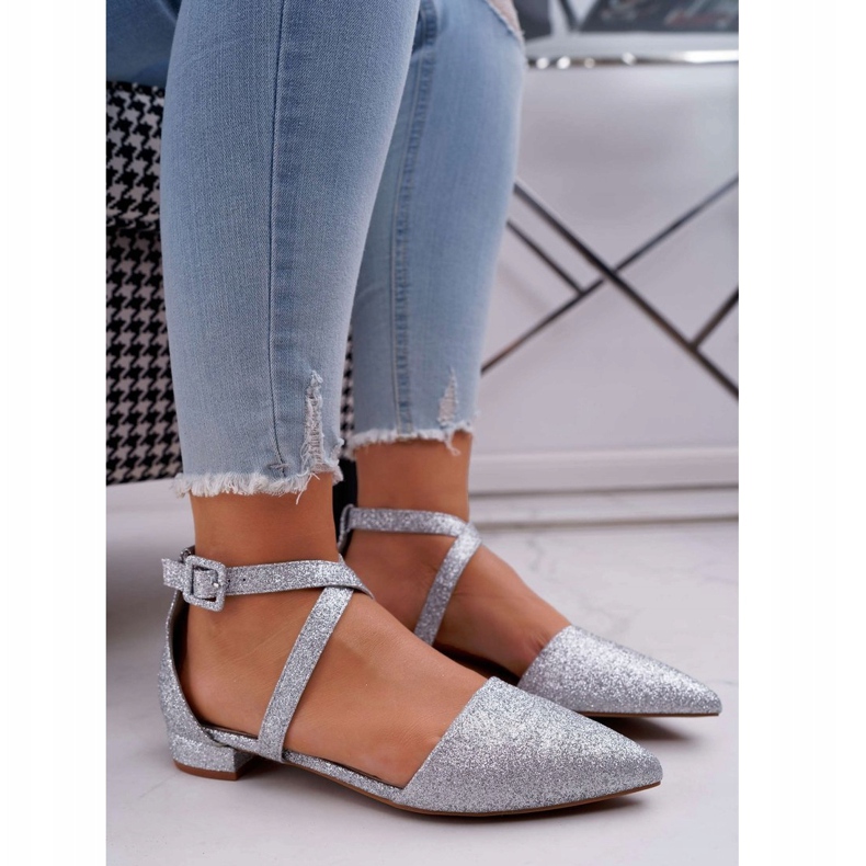 PS1 Bailarinas con purpurina para mujer en Spitz Silver Vontare gris 1