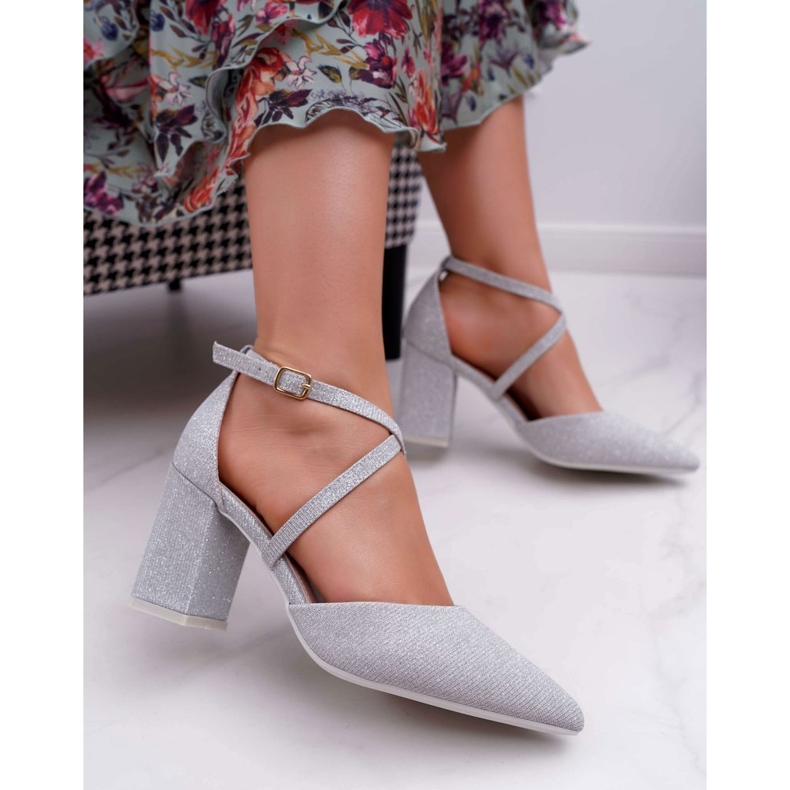 SEA De Mujer Zapatos De Tacón Con Purpurina Plateado Perset gris 1