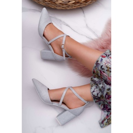 SEA De Mujer Zapatos De Tacón Con Purpurina Plateado Perset gris 4