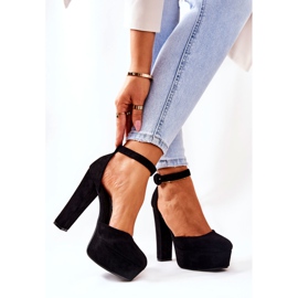 SEA De Mujer Zapatos De Salón Con Tacón Plataforma Ante Negro Netel 1