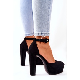 SEA De Mujer Zapatos De Salón Con Tacón Plataforma Ante Negro Netel 2