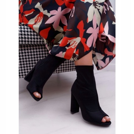 PS1 Botas De Mujer Con Tacón Alto Lycra Punta Abierta Negro Primero 3