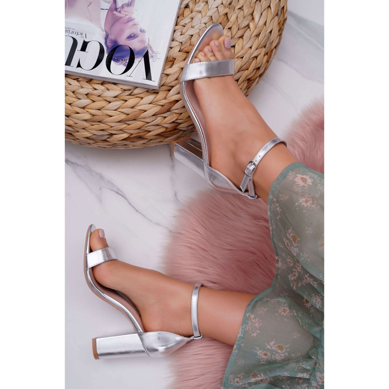 SEA Sandalias clásicas plateadas de mujer Fiji en el talón gris 1