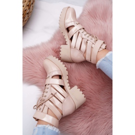 SEA Botas De Mujer Con Tacón Plano Primavera Barnizado Beige Sencillo 6