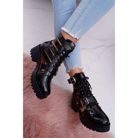 SEA De Mujer Botas Con Tacón Plano Primavera Lacado Negro Sencillo 4