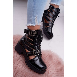 SEA De Mujer Botas Con Tacón Plano Primavera Lacado Negro Sencillo 5