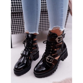 SEA De Mujer Botas Con Tacón Plano Primavera Lacado Negro Sencillo 3