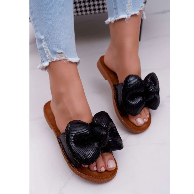 PS1 Pantuflas de Mujer con Lazo Grande Negro Big Love 1